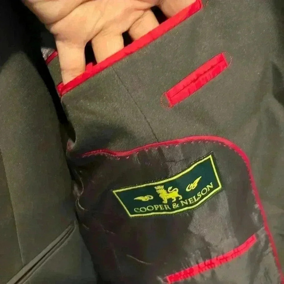 Cooper & Nelson Men's 2 Piece blazer and vest gray , size 44s‎ two button blazer - Picture 5 of 16